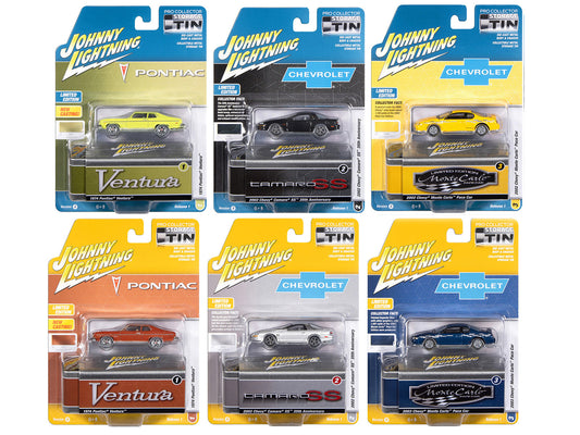 Johnny Lightning Collector's Tin 2026 Set of 6 Cars Release 1 Limited Edition 1/64 Diecast Model Cars