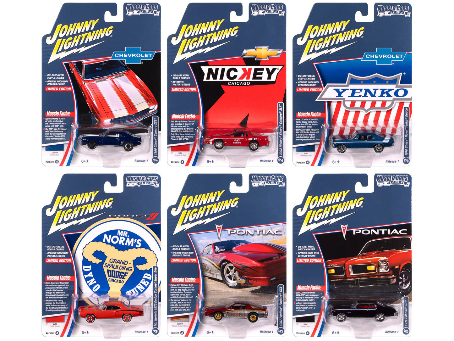 "Muscle Cars USA" 2025 Release 1 Set A of 6 pieces 1/64 Diecast Model Cars