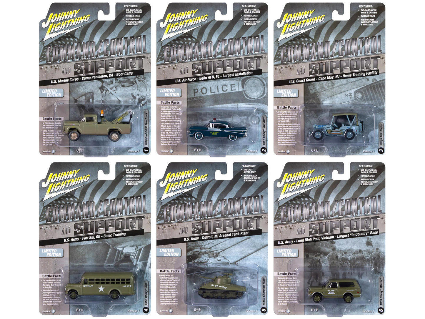 "Military" Set B of 6 pieces 2024 Release 2 Limited Edition Diecast Models
