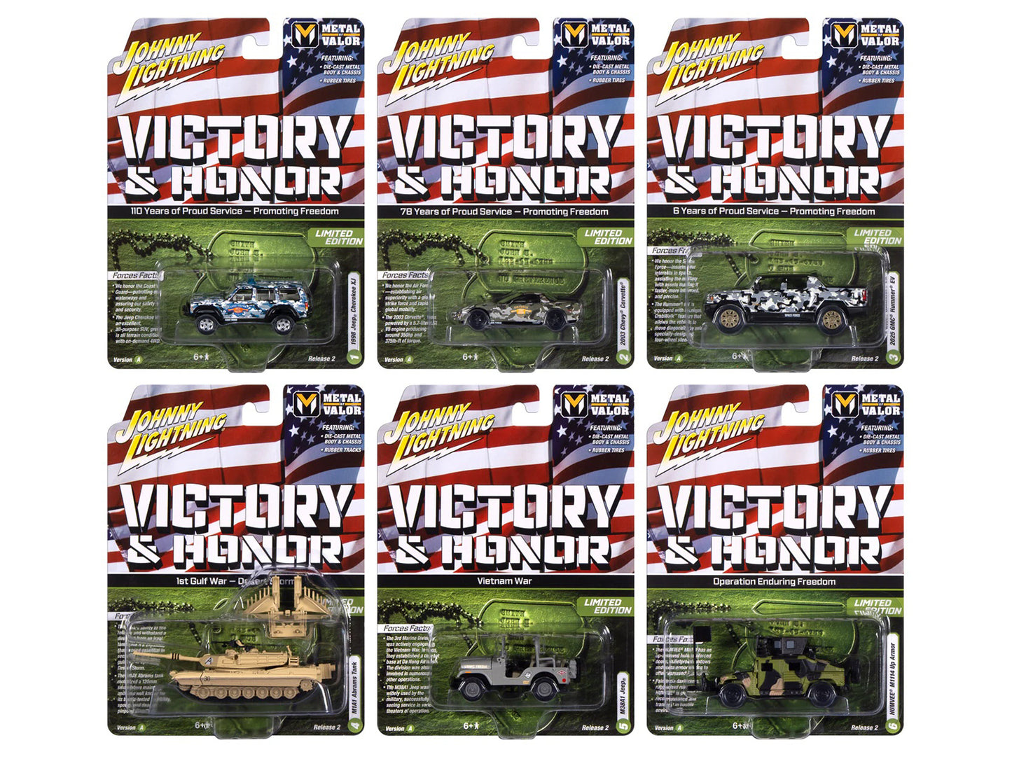 "Military" Set A of 6 pieces 2025 Release 2 Limited Edition 1/64 Diecast Model Cars