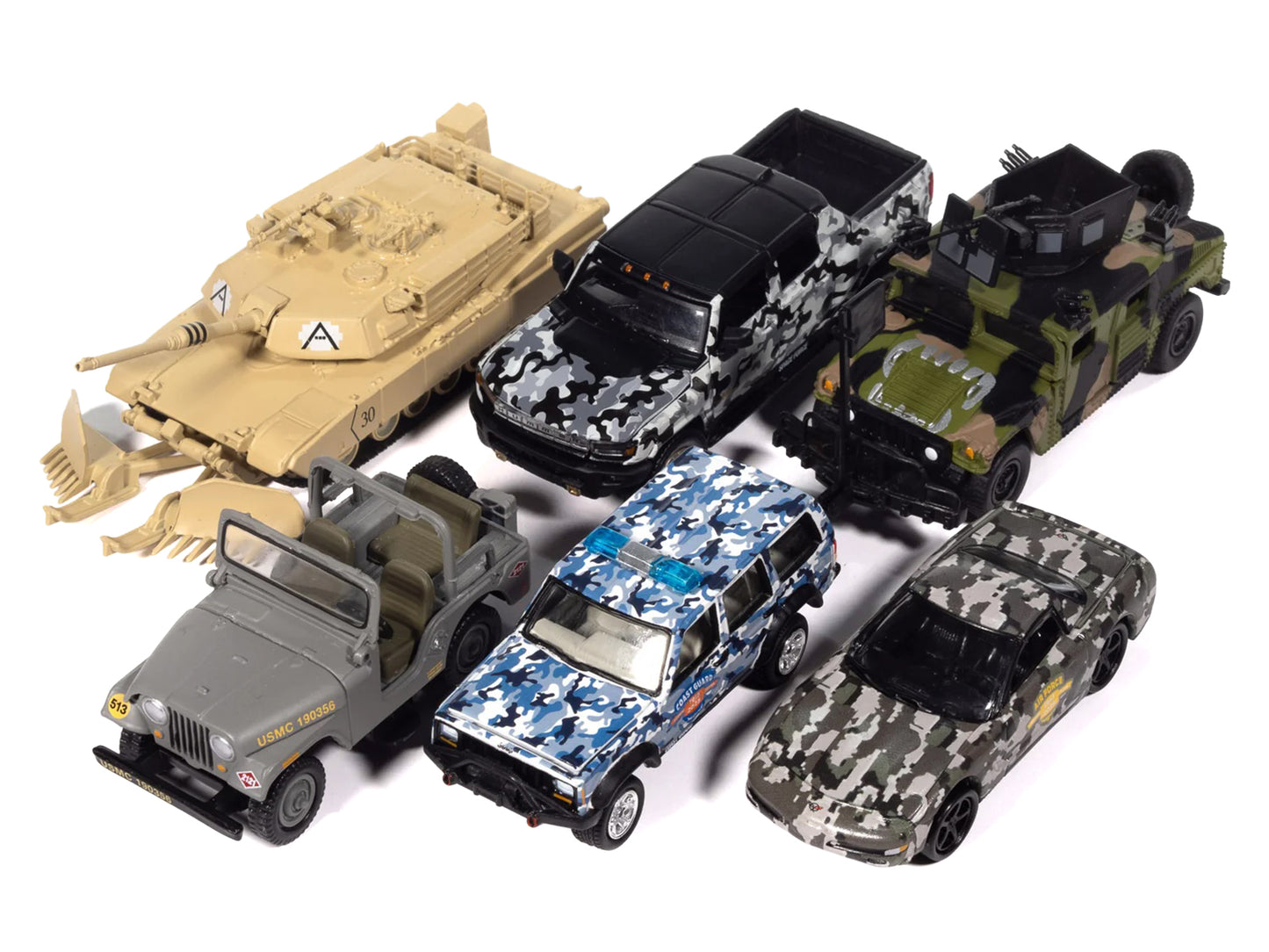 "Military" Set A of 6 pieces 2025 Release 2 Limited Edition 1/64 Diecast Model Cars