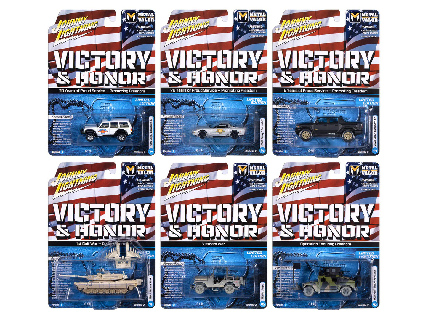 "Military" Set B of 6 pieces 2025 Release 2 Limited Edition 1/64 Diecast Model Cars