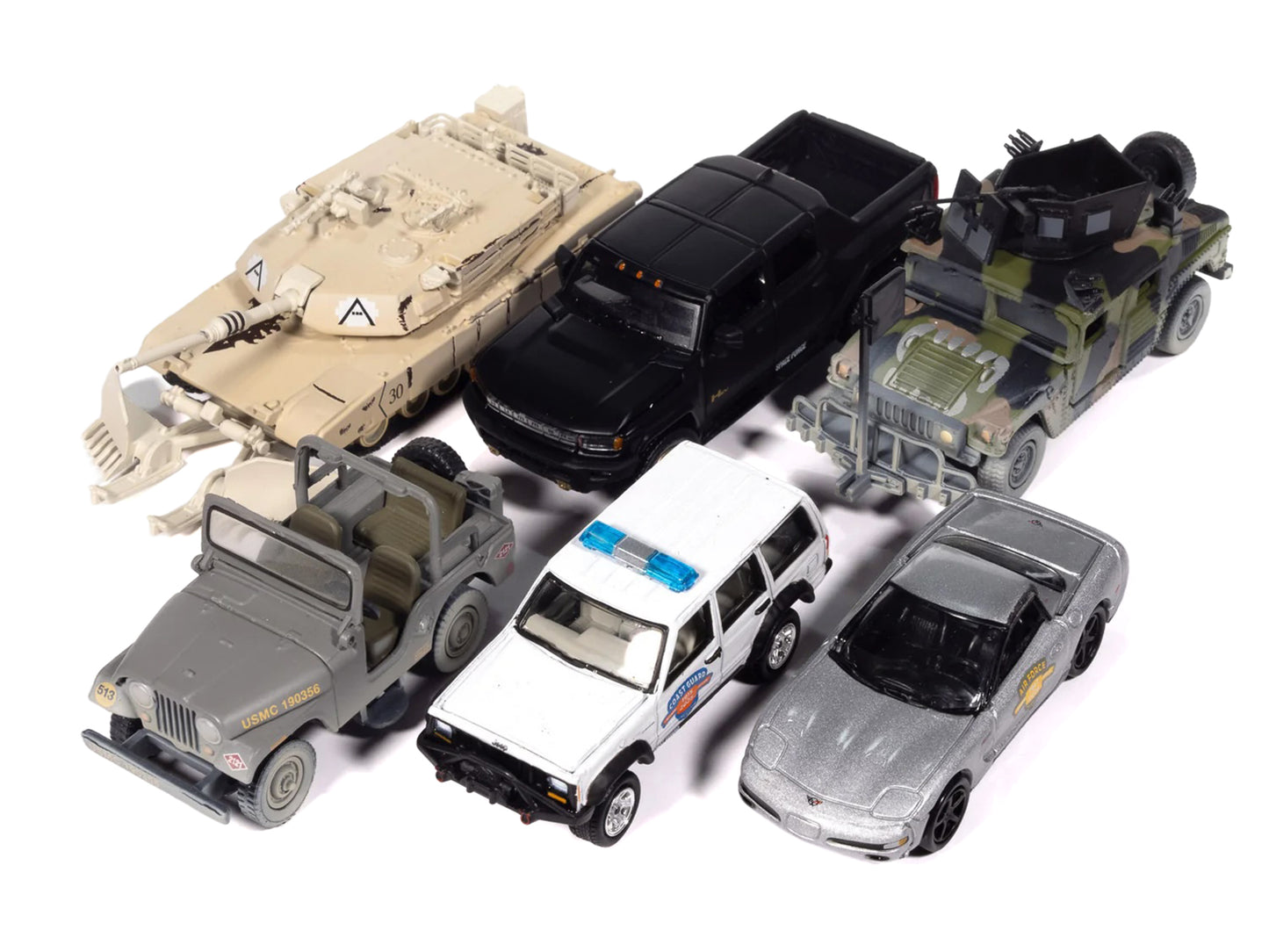 "Military" Set B of 6 pieces 2025 Release 2 Limited Edition 1/64 Diecast Model Cars