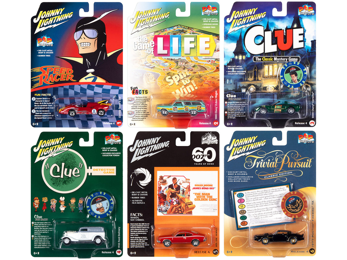 Pop Culture 2022 Set of 6 Cars Release 4 1/64 Diecast Model Cars