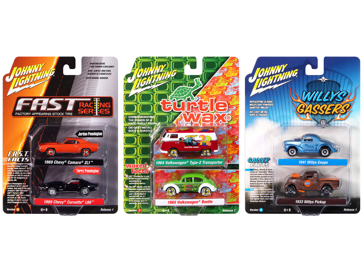 Johnny Lightning "2-Packs" 2024 Release 1 Set A of 6 pieces 1/64 Diecast Model Cars