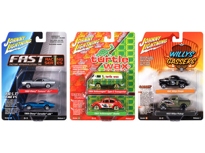 Johnny Lightning "2-Packs" 2024 Release 1 Set B of 6 pieces 1/64 Diecast Model Cars