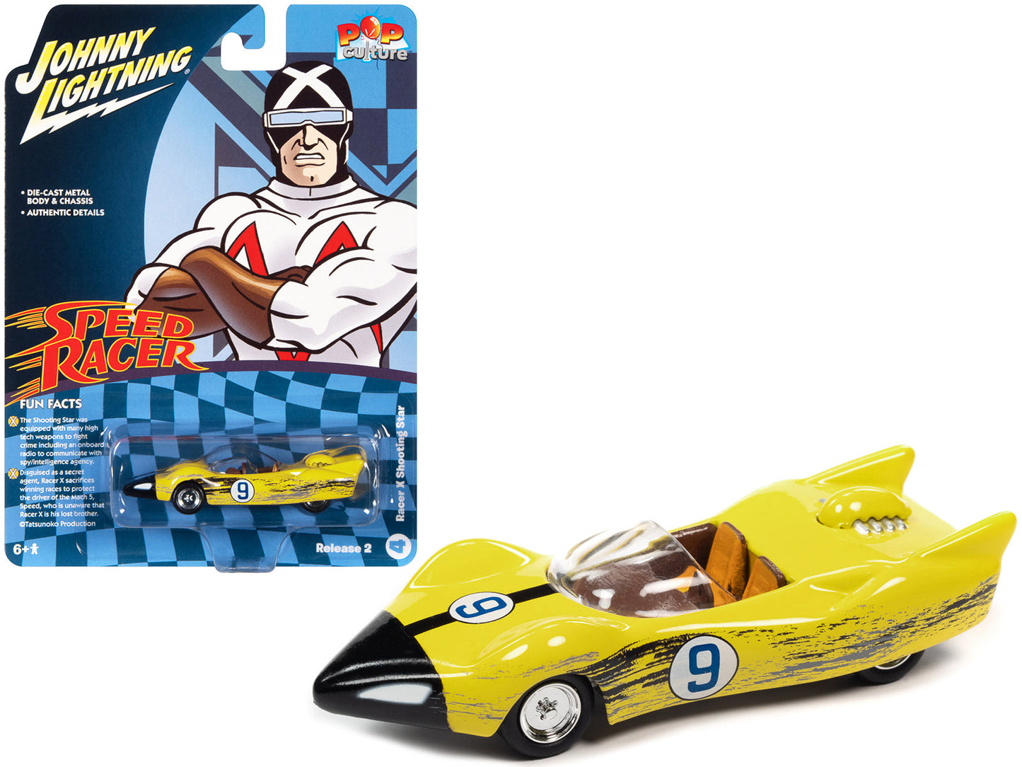 Racer X's Shooting Star (Raced Version) "Speed Racer" (1967) TV Series "Pop Culture" 2022 Release 2 1/64 Diecast Model Car