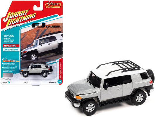 2007 Toyota FJ Cruiser Titanium Silver Metallic with White Top and Roofrack "Classic Gold Collection" Series Limited Edition 1/64 Diecast Model Car