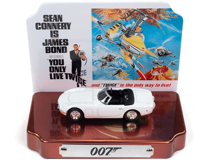 1967 Toyota 2000 GT Convertible RHD (Right Hand Drive) White 007 (James Bond) "You Only Live Twice" (1967) Movie with Collectible Tin Display "Silver Screen Machines" Series 1/64 Diecast Model Car