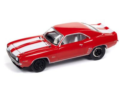 1969 Chevrolet Camaro Z28 Red with White Stripes and Interior "Muscle Cars USA" Series 1/64 Diecast Model Car