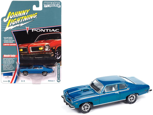 1974 Pontiac GTO Regatta Blue Metallic with White Interior "Muscle Cars USA" Series 1/64 Diecast Model Car