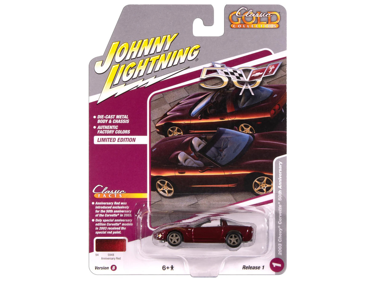 2003 Chevrolet Corvette Convertible "50th Anniversary" Anniversary Red Metallic "Classic Gold Collection" 1/64 Diecast Model Car