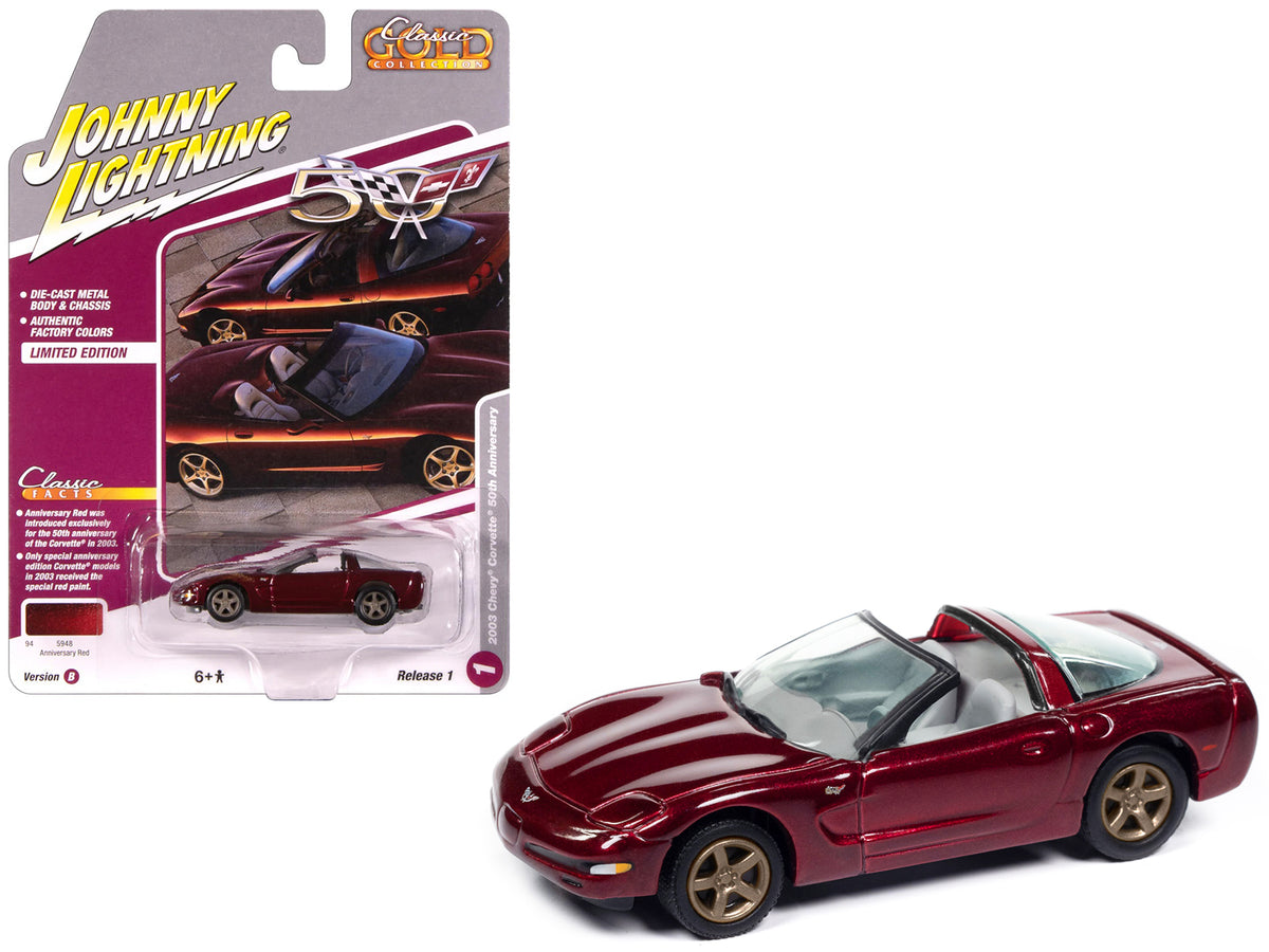 2003 Chevrolet Corvette Convertible "50th Anniversary" Anniversary Red Metallic "Classic Gold Collection" 1/64 Diecast Model Car