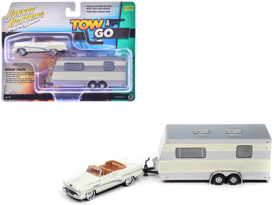 1953 Buick Super Cream with Travel Trailer Limited Edition "Tow & Go" Series 1/64 Diecast Model Car