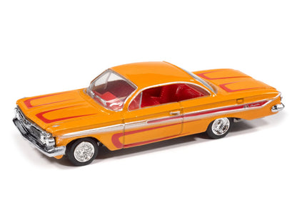 1961 Chevrolet Impala SS 409 Yellow Metallic with Red Stripes and Interior "Scrapin" Series 1/64 Diecast Model Car