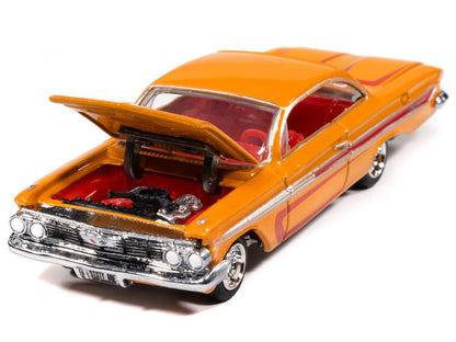 1961 Chevrolet Impala SS 409 Yellow Metallic with Red Stripes and Interior "Scrapin" Series 1/64 Diecast Model Car