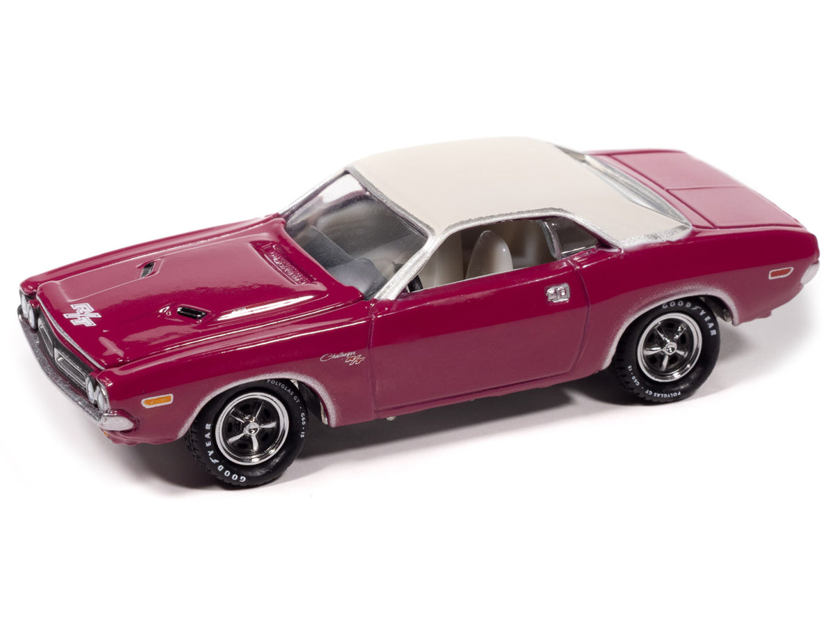 1971 Dodge Challenger R/T Panther Pink with White Top and Interior "Classic Gold Collection" 1/64 Diecast Model Car