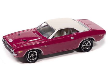 1971 Dodge Challenger R/T Panther Pink with White Top and Interior "Classic Gold Collection" 1/64 Diecast Model Car