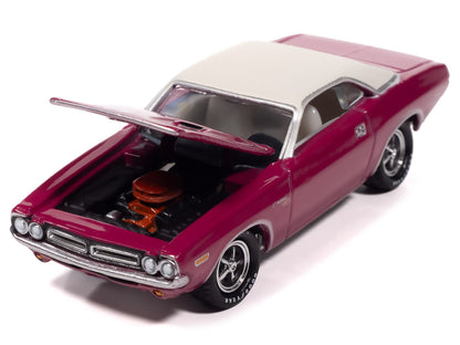 1971 Dodge Challenger R/T Panther Pink with White Top and Interior "Classic Gold Collection" 1/64 Diecast Model Car