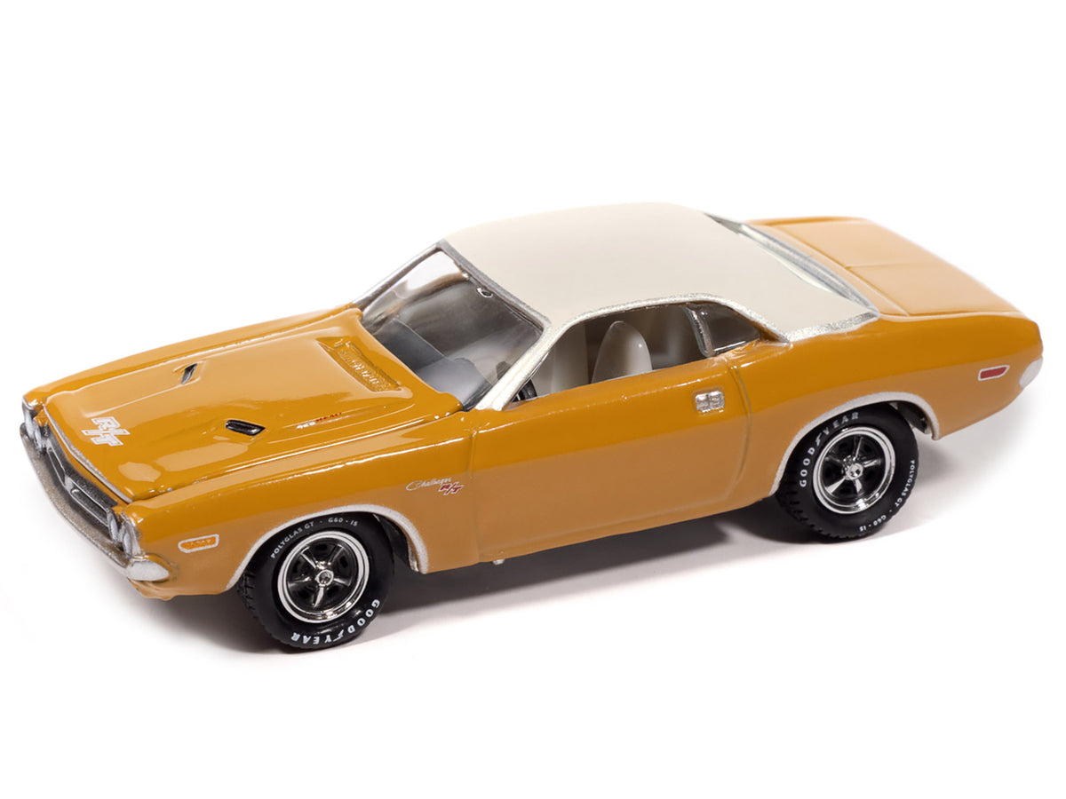 1971 Dodge Challenger R/T Butterscotch with White Top and Interior "Classic Gold Collection" 1/64 Diecast Model Car