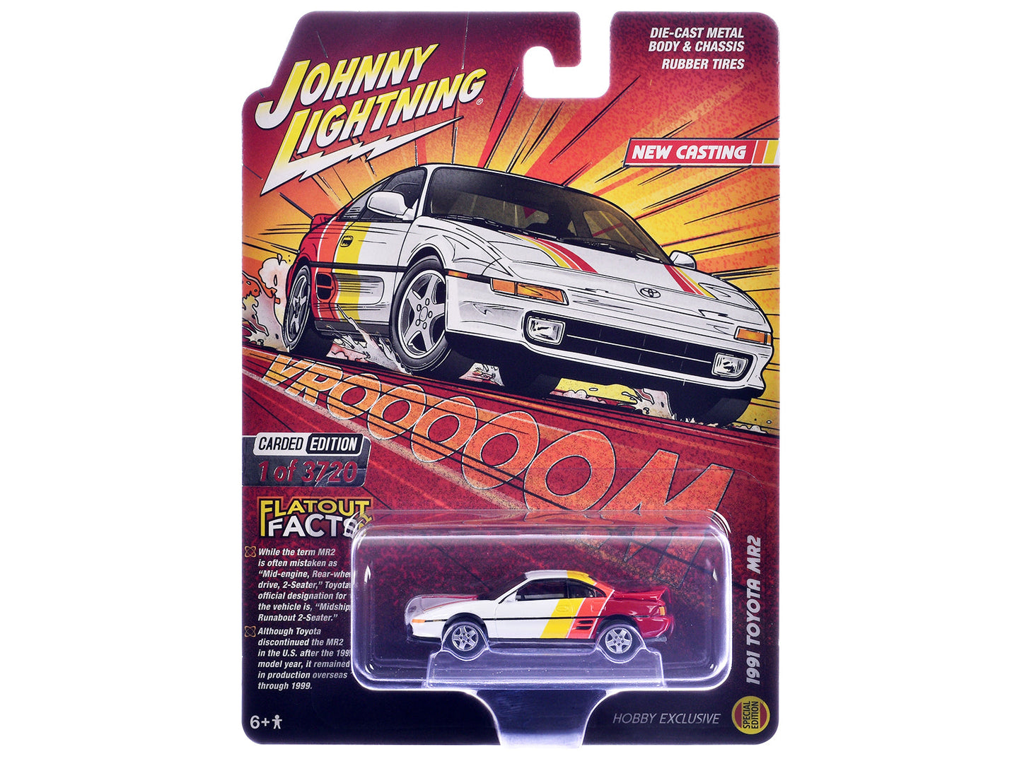 1991 Toyota MR2 White with Stripes "Hobby Exclusive" Series Limited Edition to 3720 pieces Worldwide 1/64 Diecast Model Car