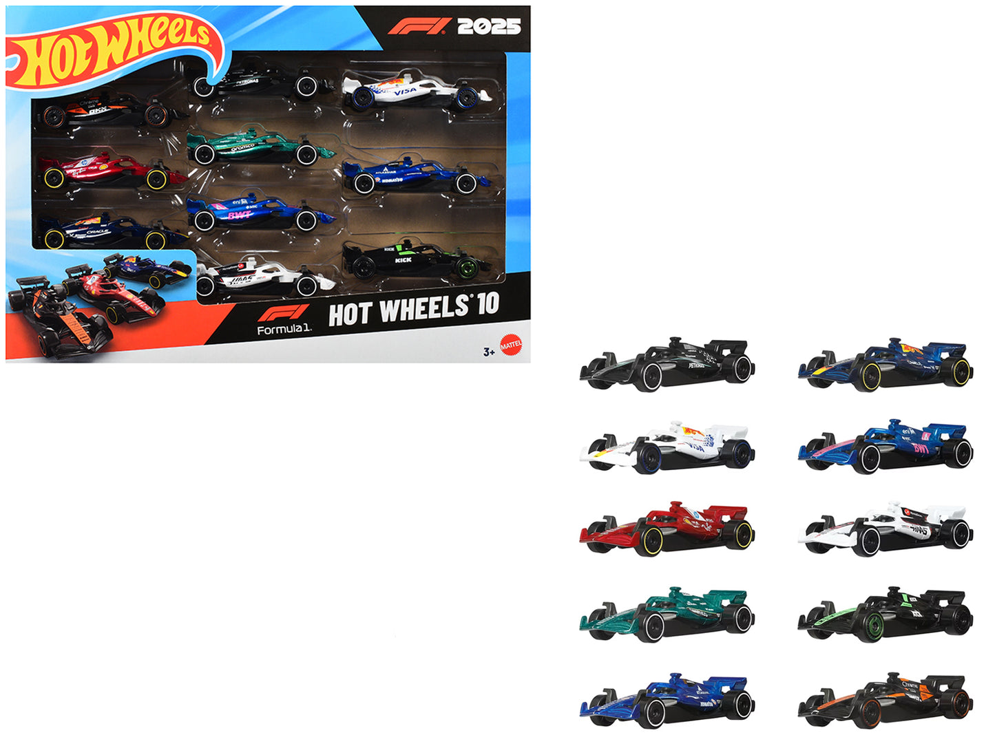 2025 Formula 1 World Championship 10 piece Set Diecast Model Cars