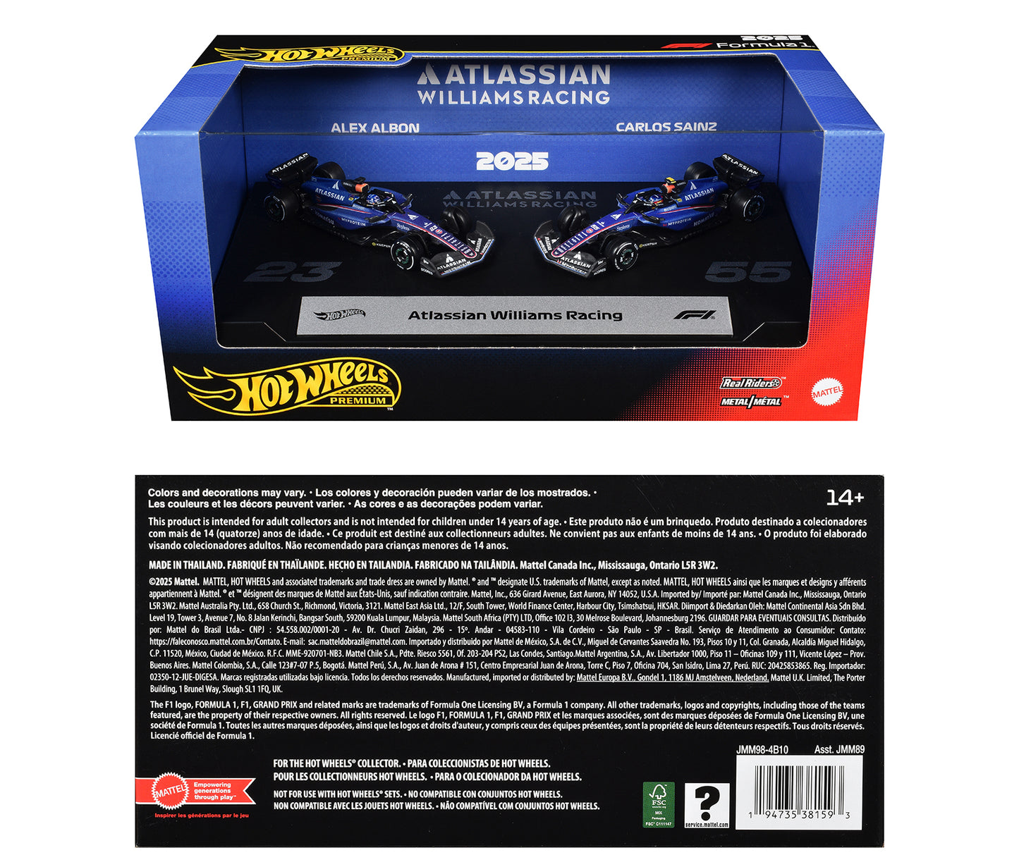 "Atlassian Williams Racing" Formula One F1 World Championship (2025) 2 Piece Set Diecast Model Cars