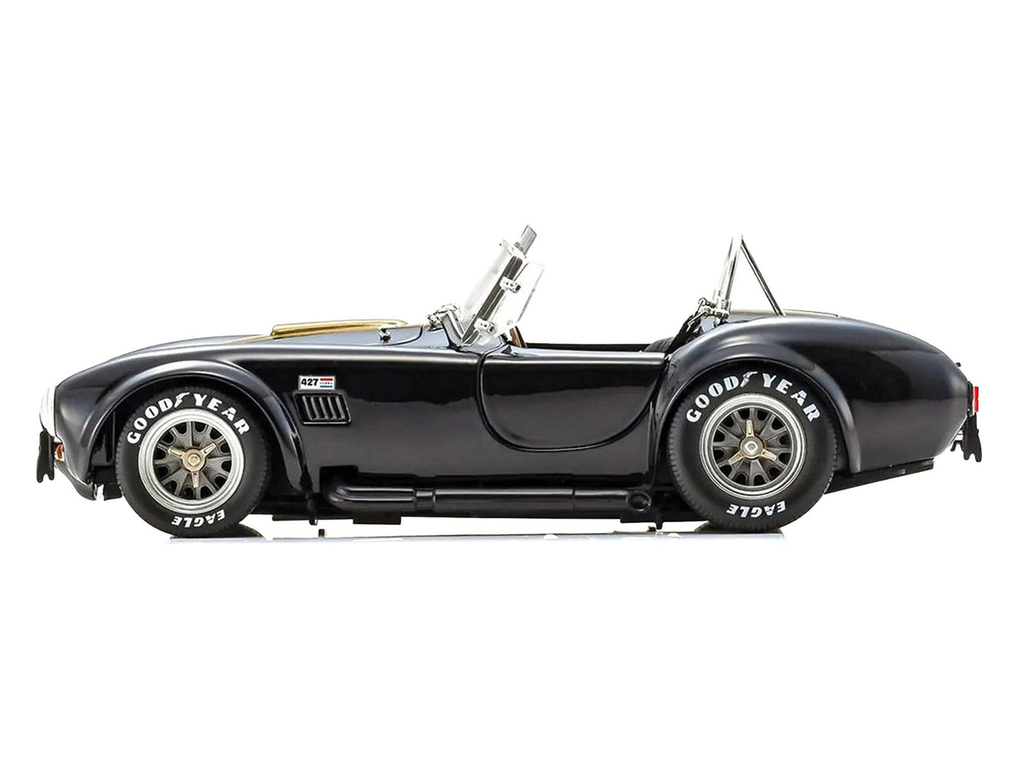 Shelby Cobra 427 S/C Black with Gold Stripes 1/18 Diecast Model Car