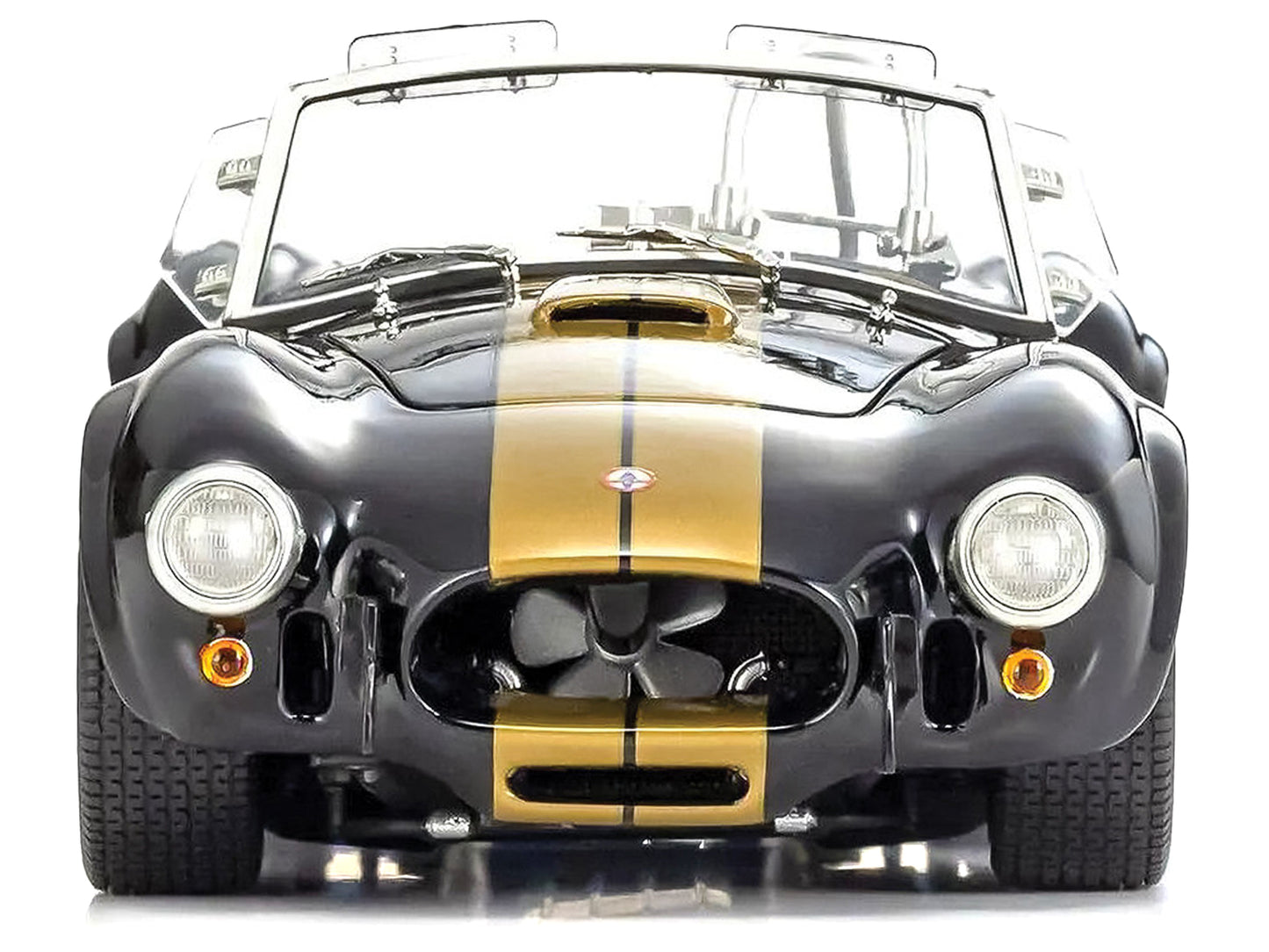 Shelby Cobra 427 S/C Black with Gold Stripes 1/18 Diecast Model Car