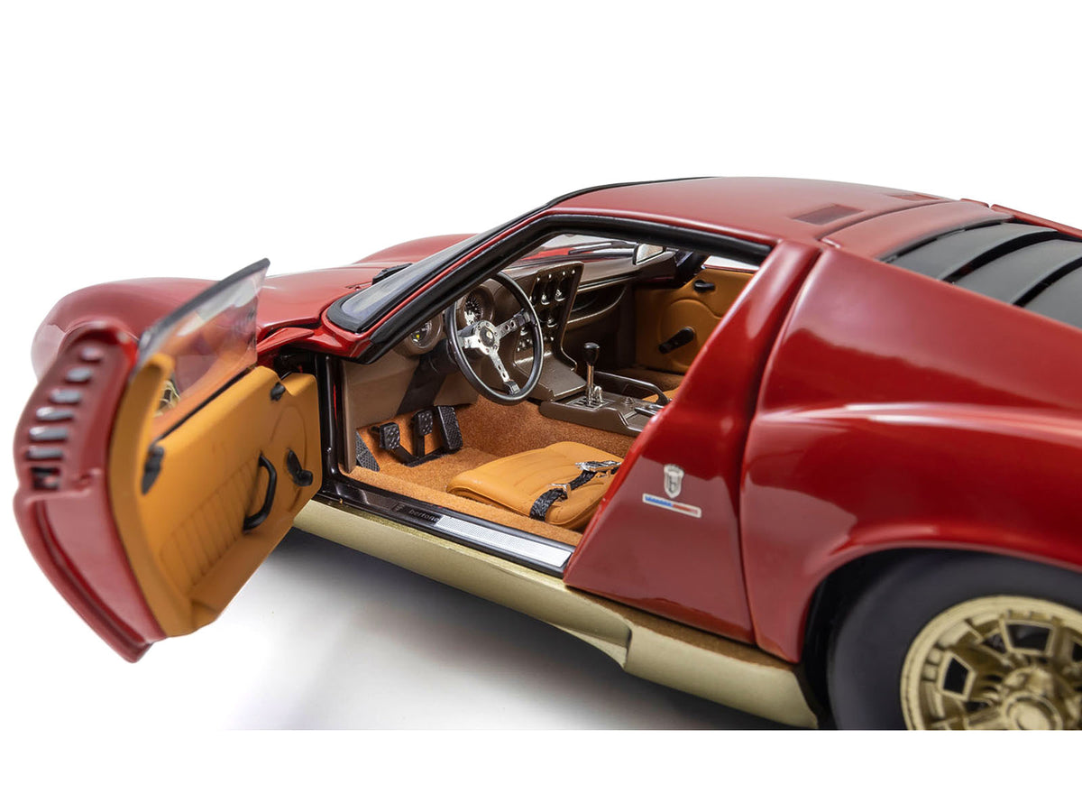 Lamborghini Miura P 400 Red with Gold Accents 1/18 Diecast Model Car