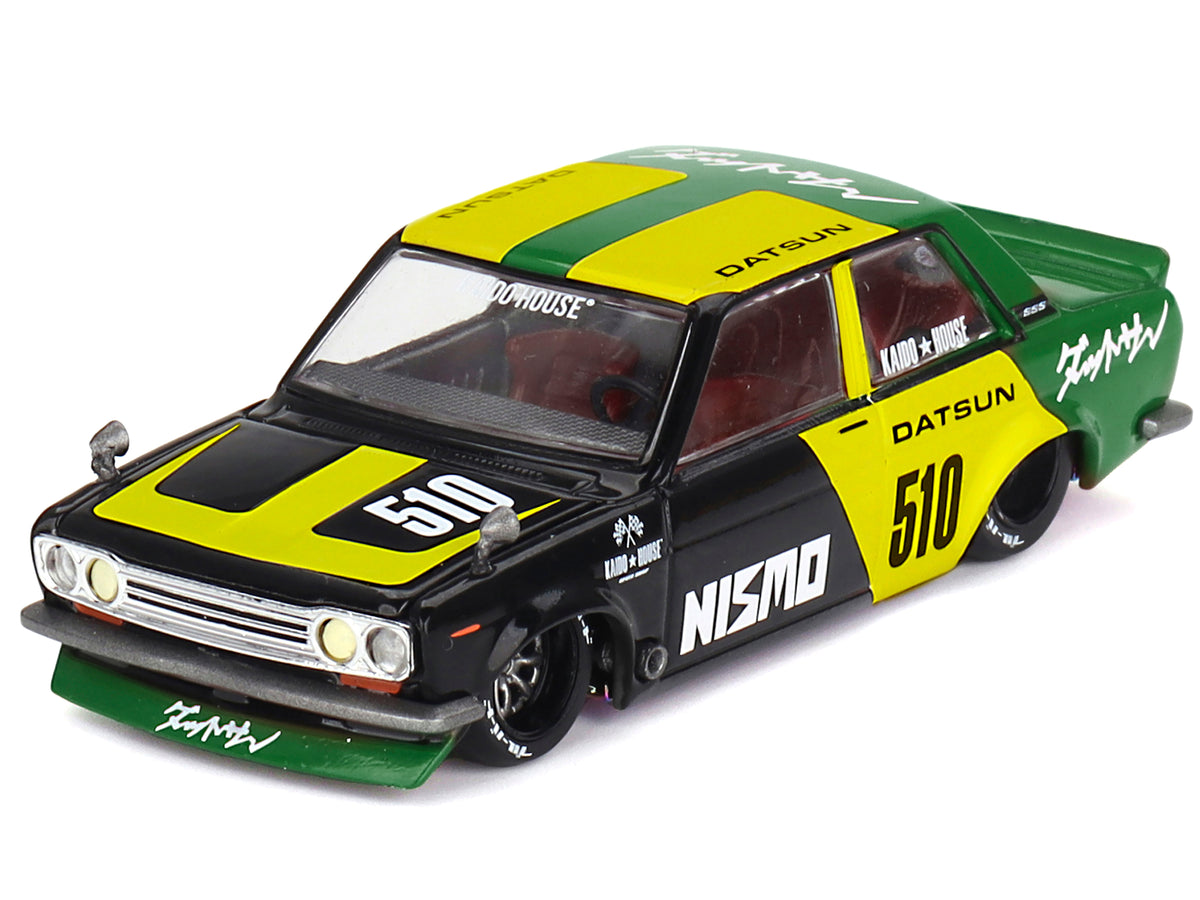 Datsun Street 510 "Racing V2" Black and Green with Yellow Accents (Designed