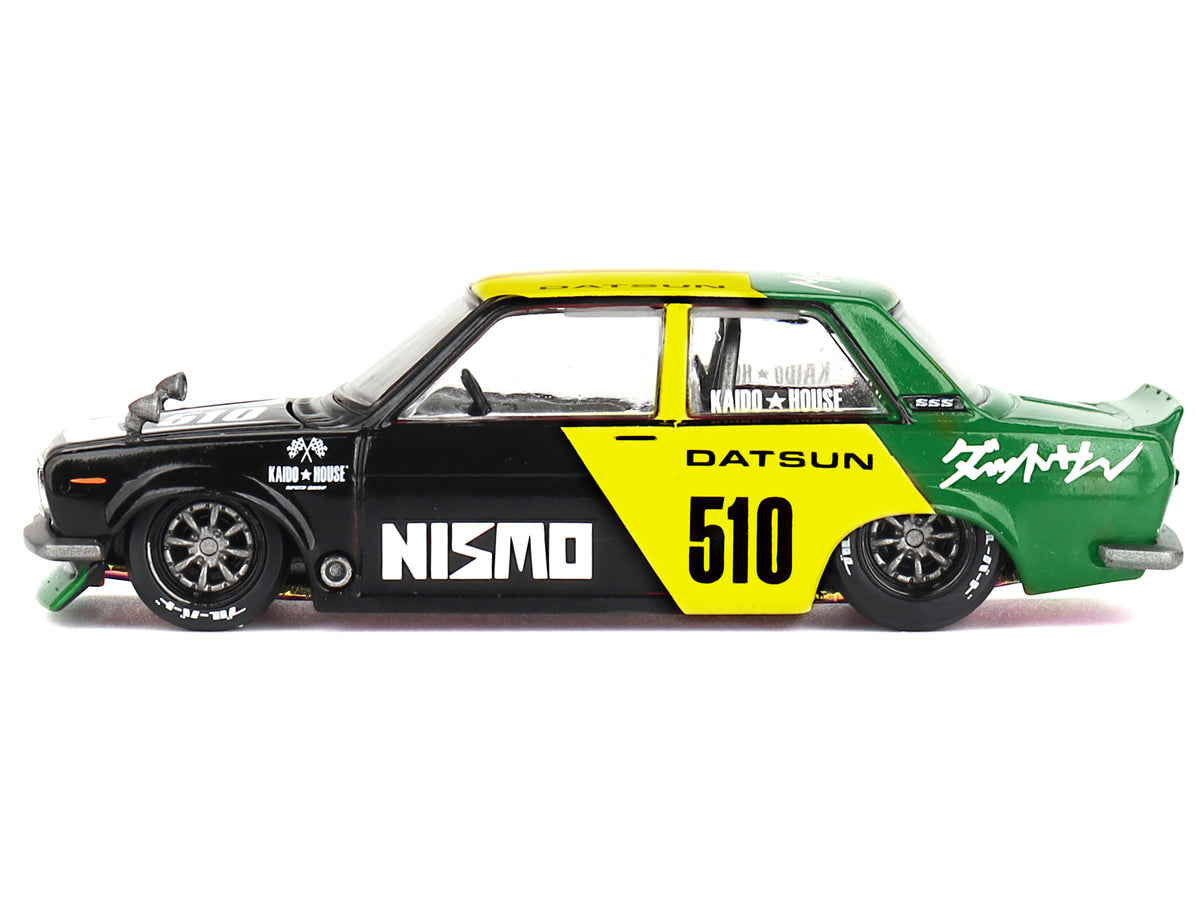 Datsun Street 510 "Racing V2" Black and Green with Yellow Accents (Designed