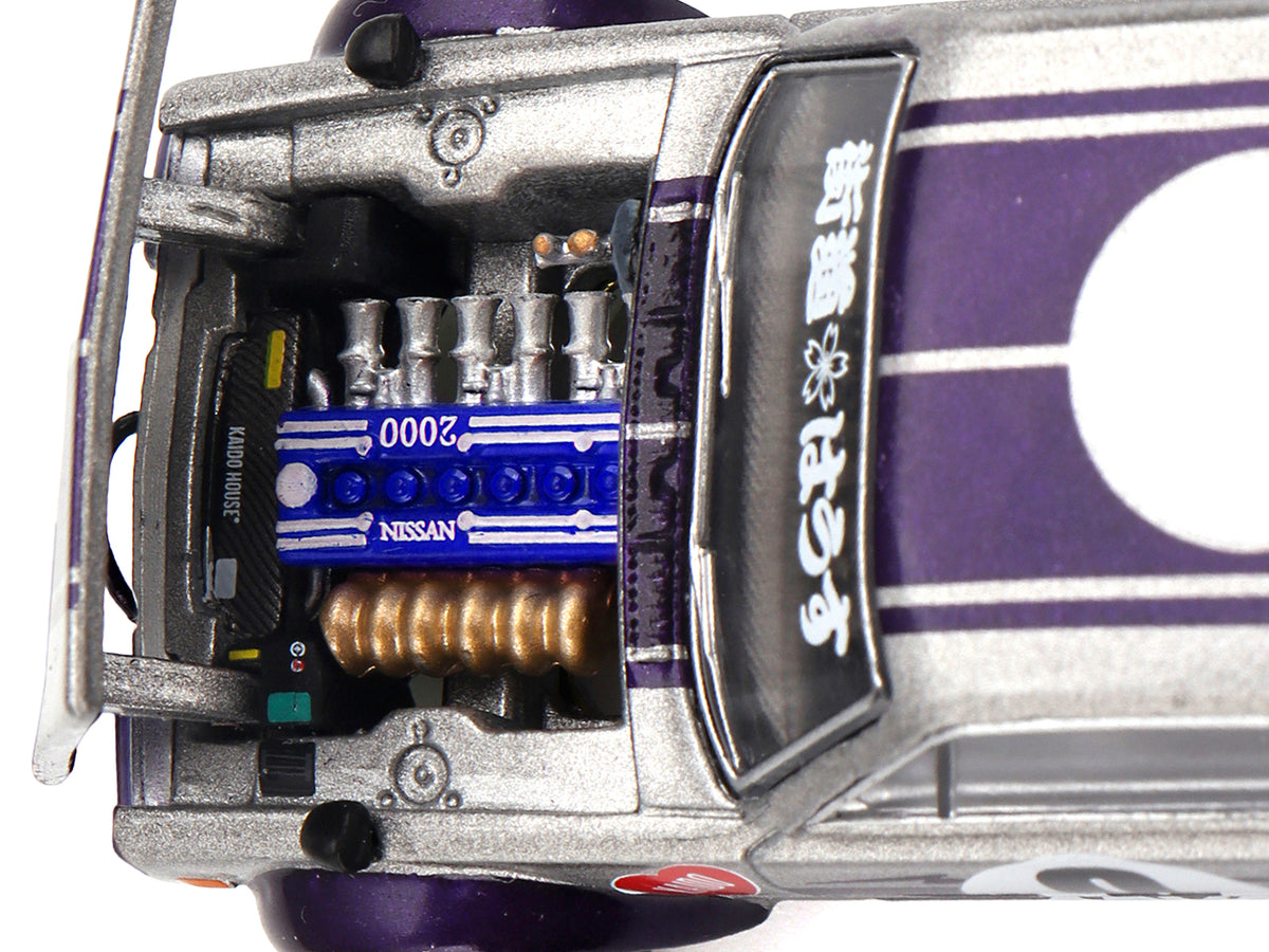 Nissan Skyline 2000GT-R (KPGC10) "Kaido Works V1" RHD (Right Hand Drive) #0 Silver Metallic with Purple Stripes (Designed