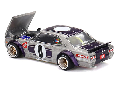 Nissan Skyline 2000GT-R (KPGC10) "Kaido Works V1" RHD (Right Hand Drive) #0 Silver Metallic with Purple Stripes (Designed