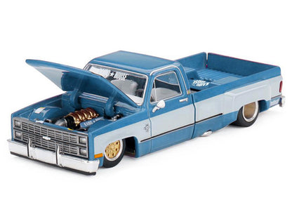Chevrolet Silverado Dually Pickup Truck "Vintage Spec V1" Light Blue Metallic with White Sides and Interior (Designed