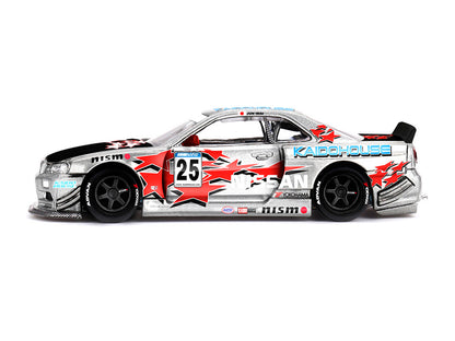 Nissan Skyline GT-R (R34) "Kaido Star Racing V1" RHD (Right Hand Drive) #25 Gray Metallic with Black Hood and Graphics (Designed