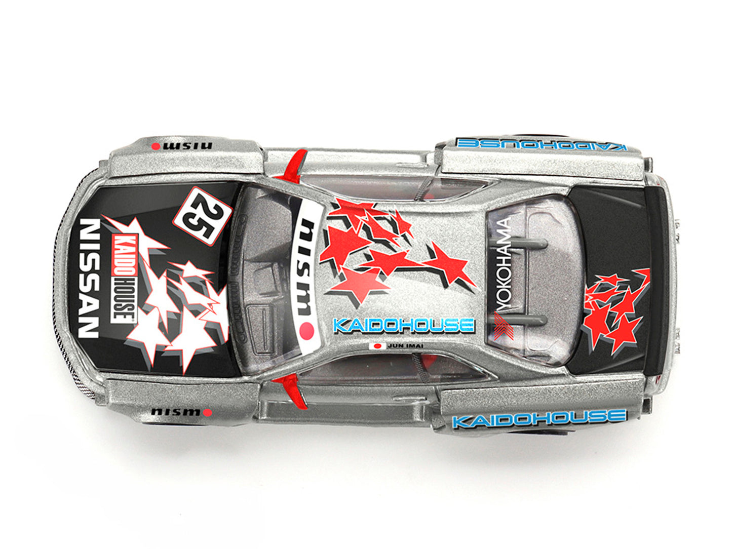 Nissan Skyline GT-R (R34) "Kaido Star Racing V1" RHD (Right Hand Drive) #25 Gray Metallic with Black Hood and Graphics (Designed