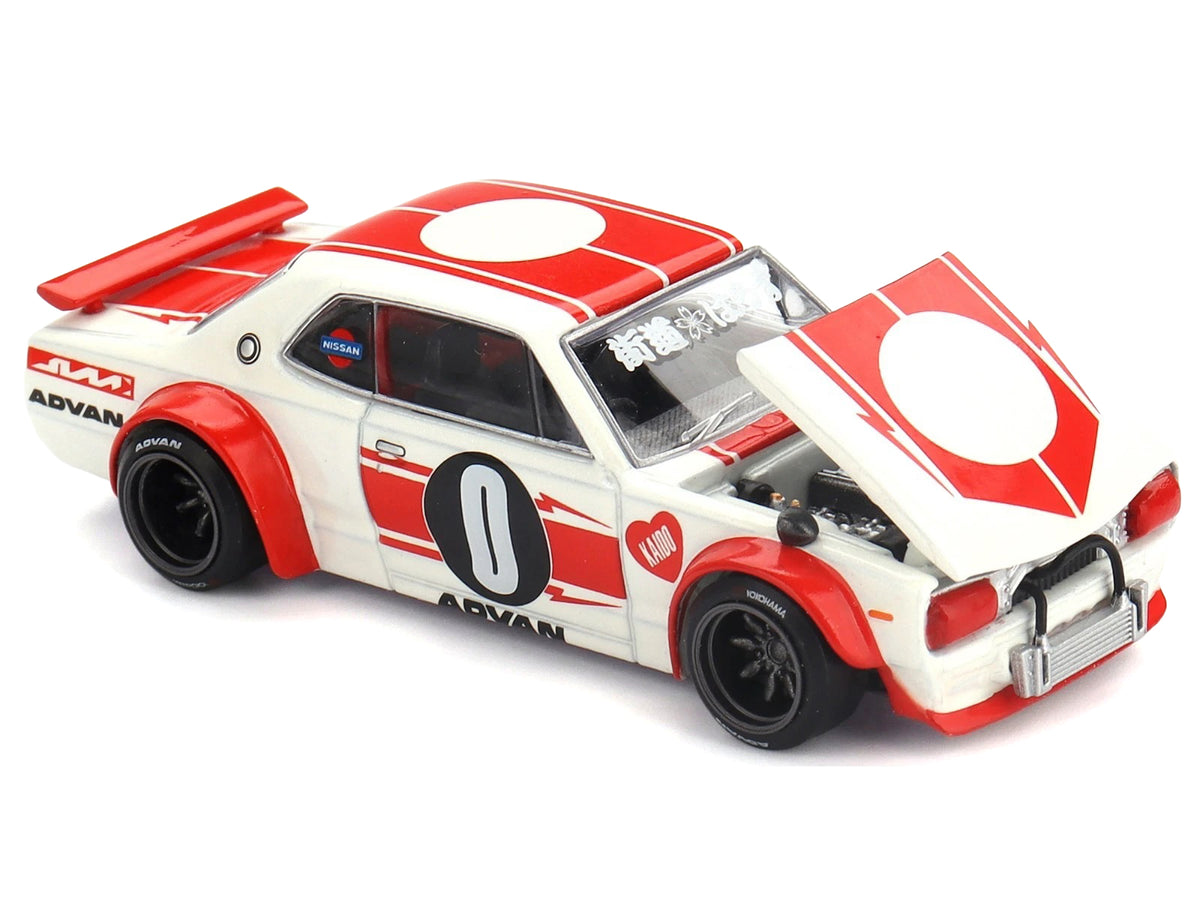 Nissan Skyline 2000GT-R (KPGC10) "Kaido Works V2" RHD (Right Hand Drive) White with Red Stripes (Designed