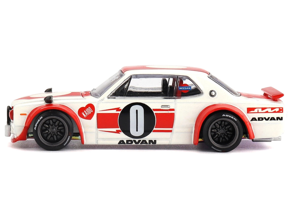 Nissan Skyline 2000GT-R (KPGC10) "Kaido Works V2" RHD (Right Hand Drive) White with Red Stripes (Designed