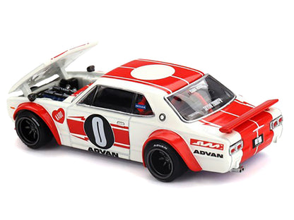 Nissan Skyline 2000GT-R (KPGC10) "Kaido Works V2" RHD (Right Hand Drive) White with Red Stripes (Designed