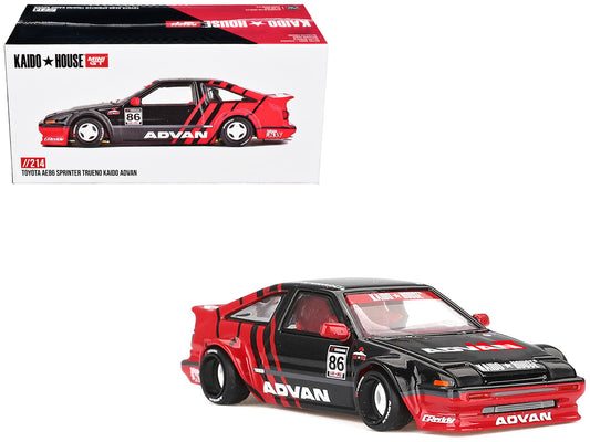Toyota AE86 Sprinter Trueno RHD (Right Hand Drive) #86 "Kaido ADVAN" Black and Red (Designed