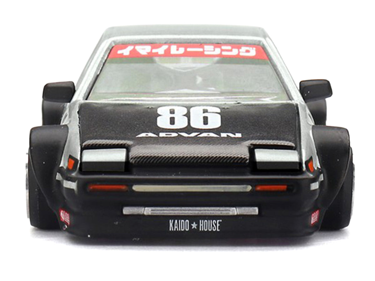 Toyota AE86 Sprinter Trueno RHD (Right Hand Drive) #86 "Kaido Street V2" Silver Metallic and Black with Carbon Hood and Graphics (Designed
