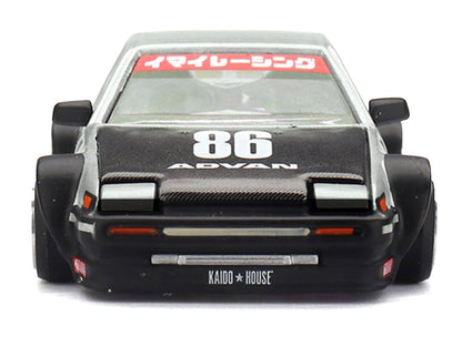 Toyota AE86 Sprinter Trueno RHD (Right Hand Drive) #86 "Kaido Street V2" Silver Metallic and Black with Carbon Hood and Graphics (Designed