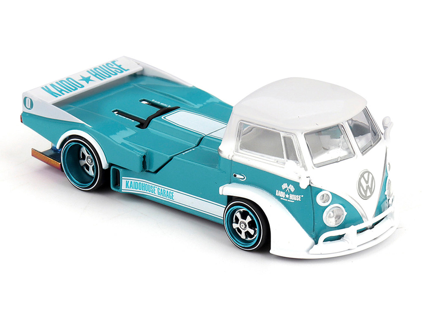Volkswagen T1 "Kaido Works V1" Truck Turquoise with White Top and Stripes (Designed