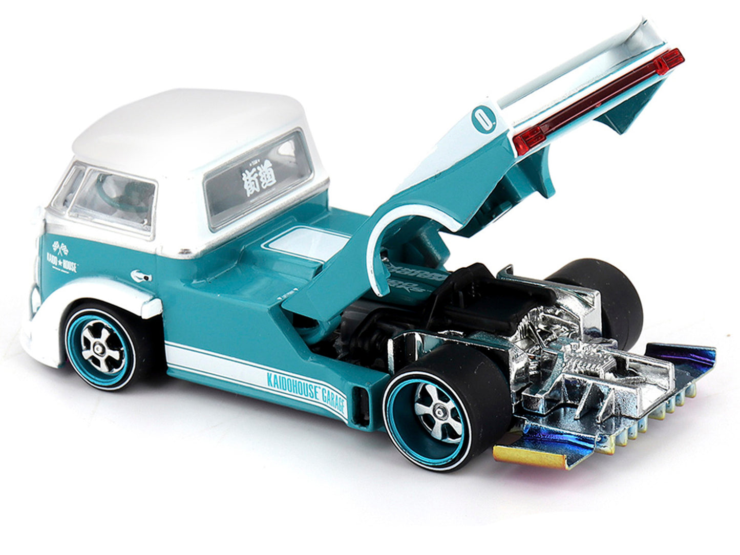 Volkswagen T1 "Kaido Works V1" Truck Turquoise with White Top and Stripes (Designed