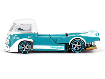Volkswagen T1 "Kaido Works V1" Truck Turquoise with White Top and Stripes (Designed