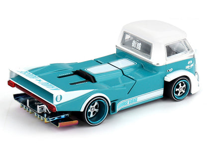 Volkswagen T1 "Kaido Works V1" Truck Turquoise with White Top and Stripes (Designed