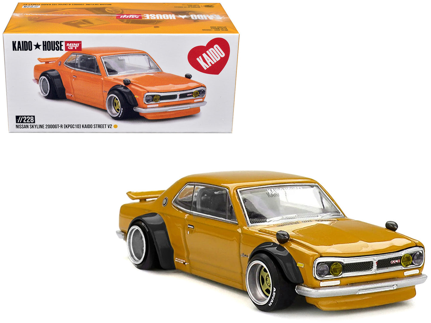 Nissan Skyline 2000GT-R (KPGC10) RHD (Right Hand Drive) "Kaido Street V2" Yellow (Designed by Jun Imai) "Kaido House" Special 1/64 Diecast Model Car