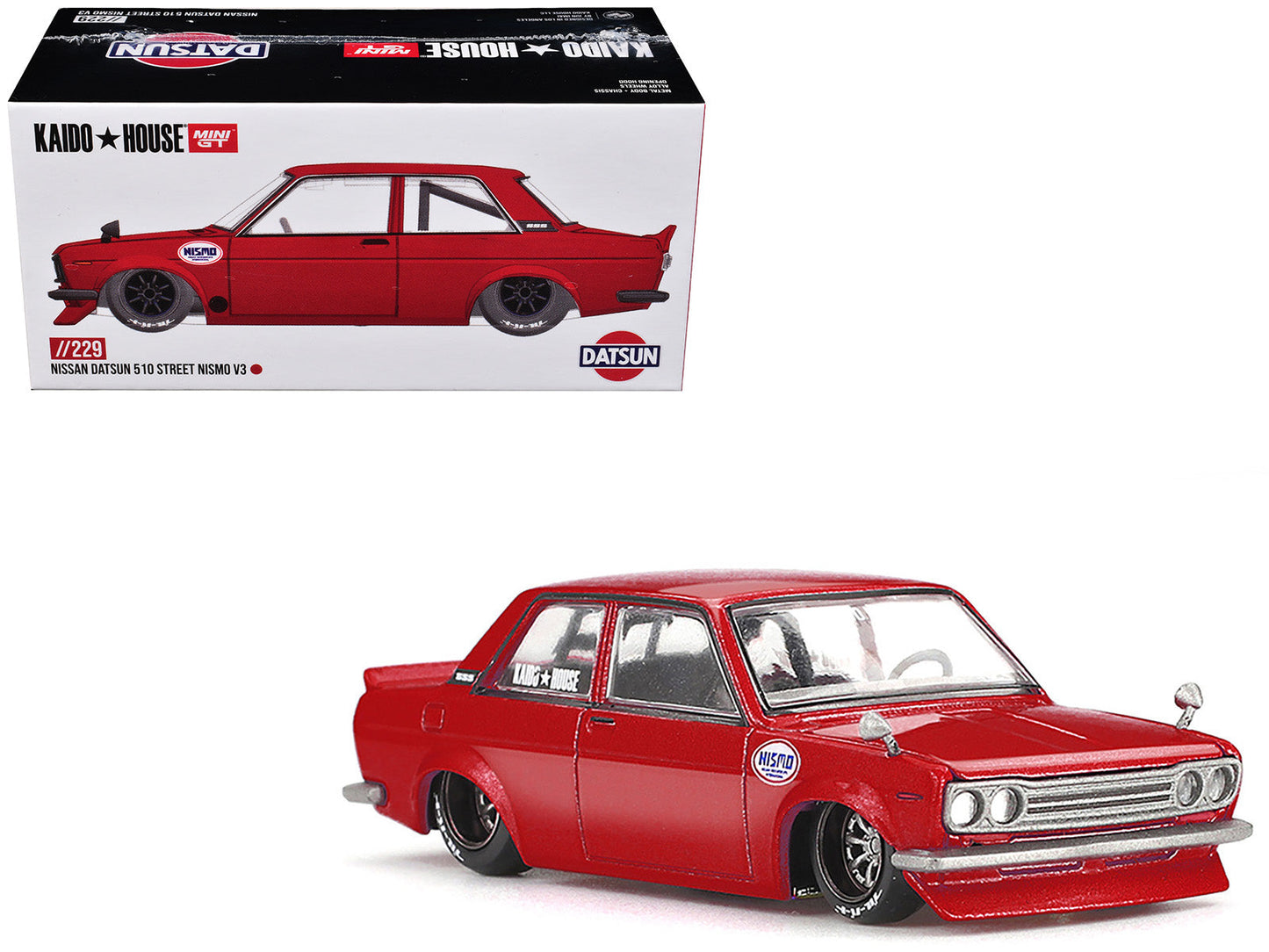 Datsun 510 Street "Nismo V3" Red Metallic (Designed by Jun Imai) "Kaido House" Special 1/64 Diecast Model Car