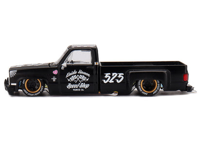 Chevrolet Silverado Dually Pickup Truck "Hot Rod V1" Matt Black with Checkered Top and Graphics (Designed